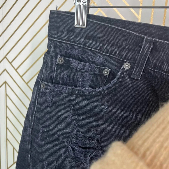 Reformation Black Distressed Denim Jeans Cut-Off Shorts‎ Size US 30 - Picture 7 of 11